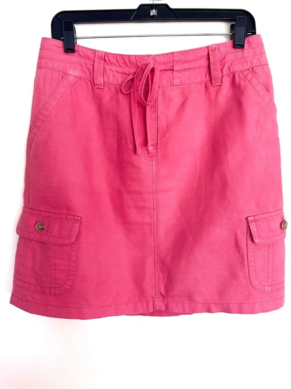 Ann Taylor Rose-Red Linen-Blend Cargo Skirt Size 6